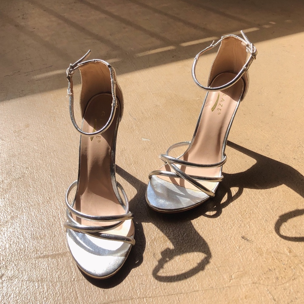 Silver Strappy Heels